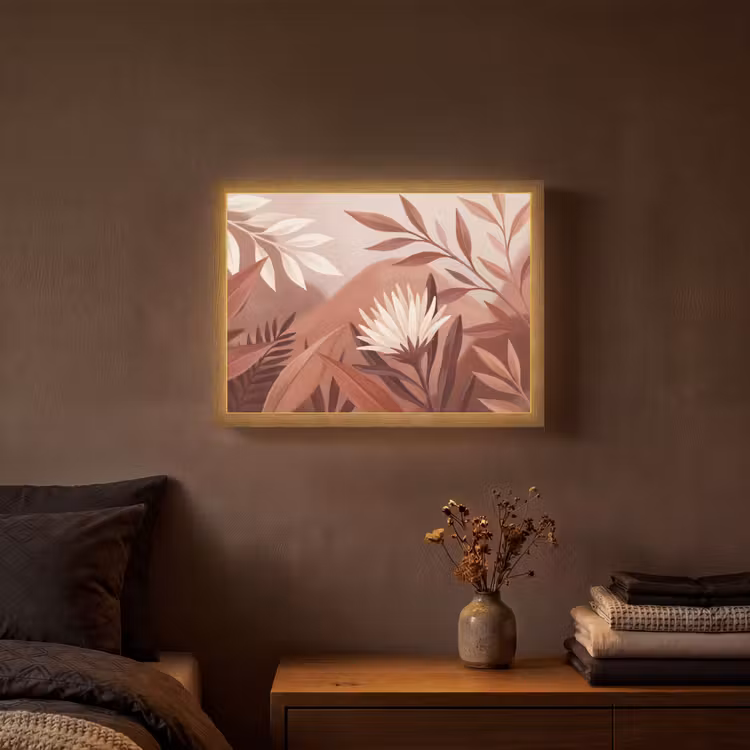 Planten - Bladeren - Botanisch - Modern - Bruin Light Box met batterij (Wandlamp) middel -sfeer4