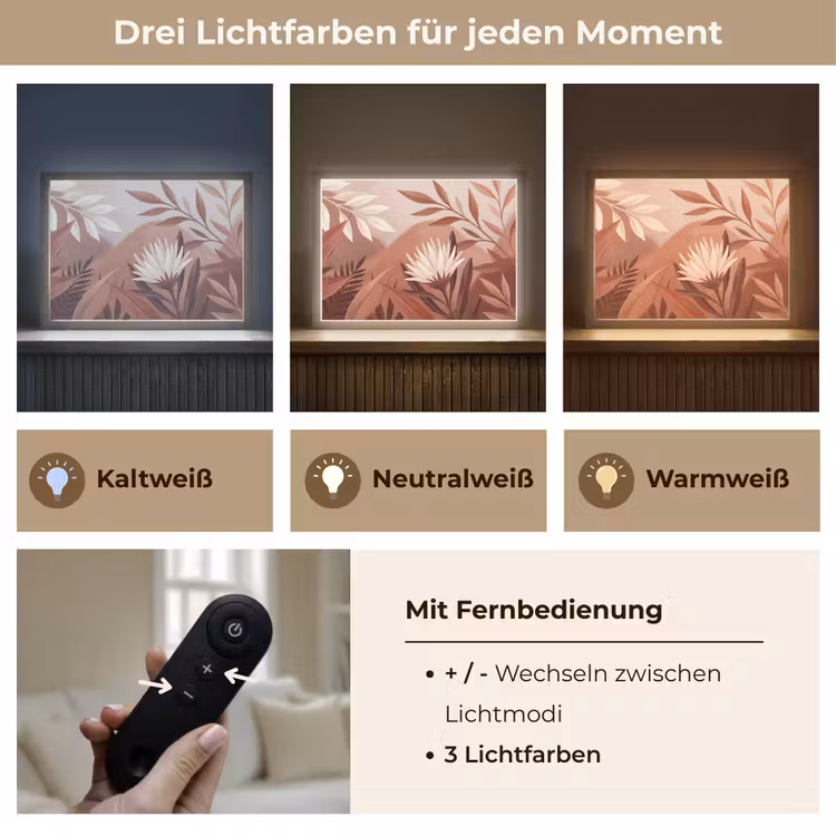 Planten - Bladeren - Botanisch - Modern - Bruin Light Box met batterij (Wandlamp) middel -USP_lichtkleurDE