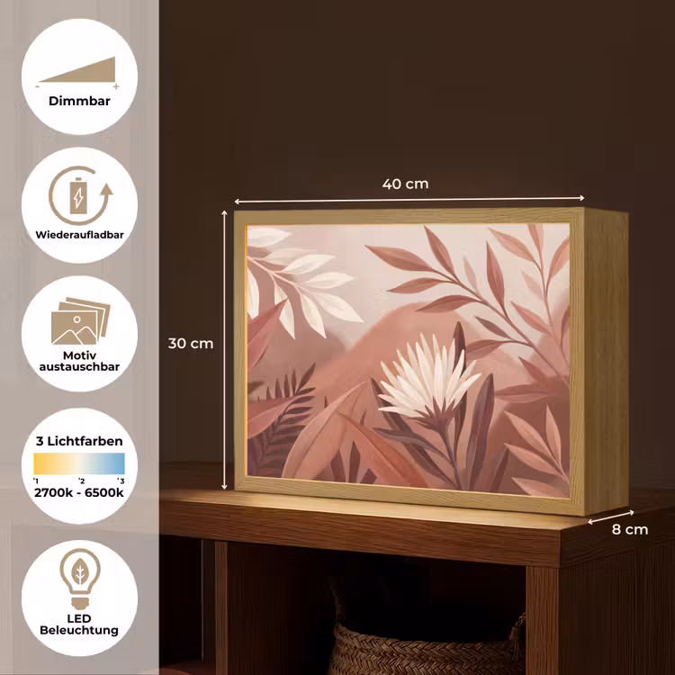 Planten - Bladeren - Botanisch - Modern - Bruin Light Box met batterij (Wandlamp) middel -USP_websiteoverzichtDE