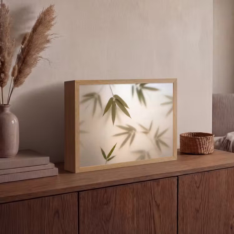 Planten - Bladeren - Natuur - Groen Light Box met batterij (Wandlamp) middel -sfeer2