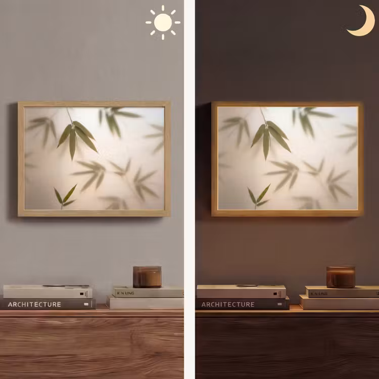 Planten - Bladeren - Natuur - Groen Light Box met batterij (Wandlamp) middel -sfeer3