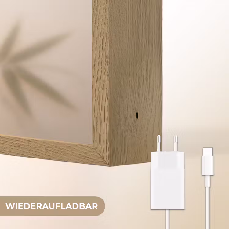 Planten - Bladeren - Natuur - Groen Light Box met batterij (Wandlamp) middel -USP_websiteoplaadbaarDE
