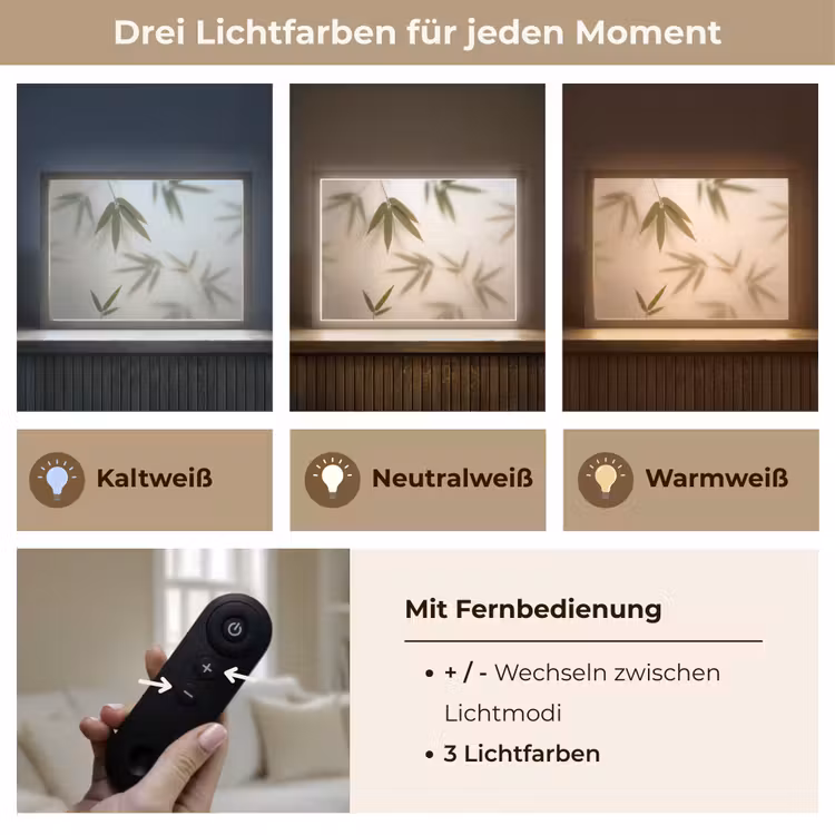 Planten - Bladeren - Natuur - Groen Light Box met batterij (Wandlamp) middel -USP_lichtkleurDE