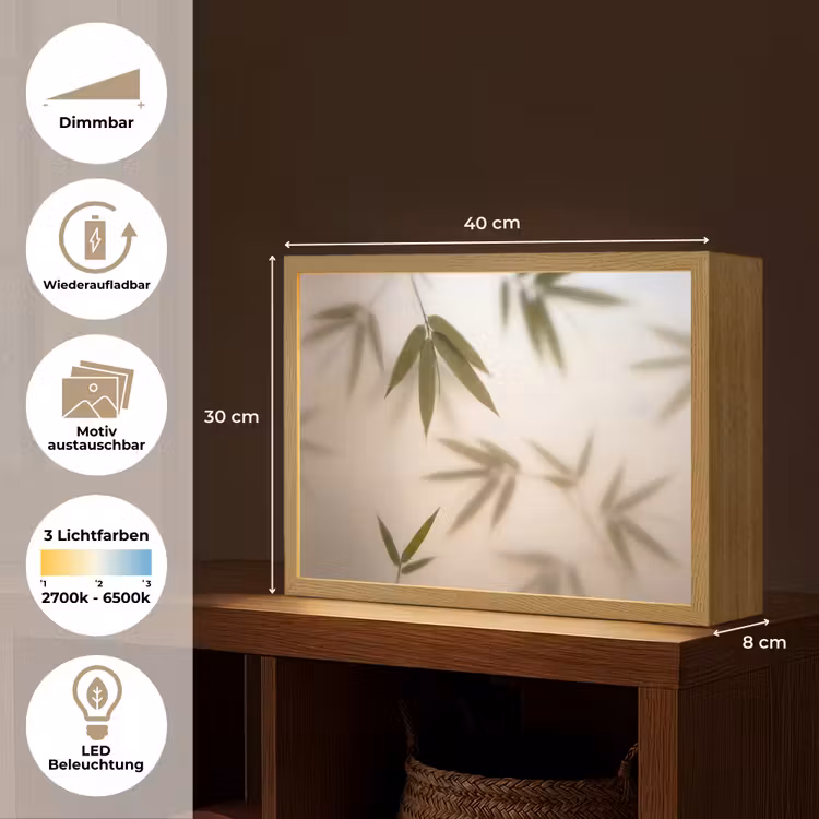 Planten - Bladeren - Natuur - Groen Light Box met batterij (Wandlamp) middel -USP_websiteoverzichtDE