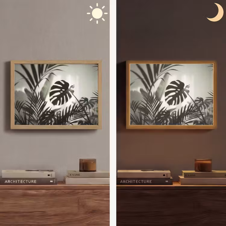 Planten - Bladeren - Natuur - Minimalistisch - Groen Light Box met batterij (Wandlamp) middel -sfeer3