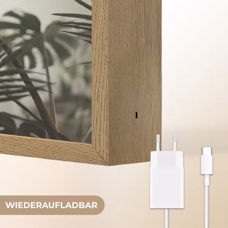 Planten - Bladeren - Natuur - Minimalistisch - Groen Light Box met batterij (Wandlamp) middel -USP_websiteoplaadbaarDE
