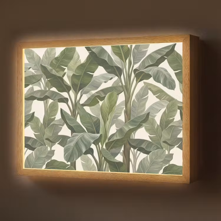 Planten - Bladeren - Tropisch - Groen Light Box met batterij (Wandlamp) middel -z3d_website