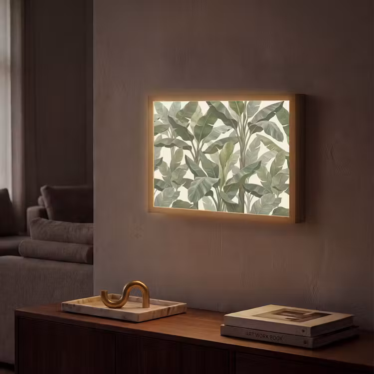 Planten - Bladeren - Tropisch - Groen Light Box met batterij (Wandlamp) middel -sfeer1