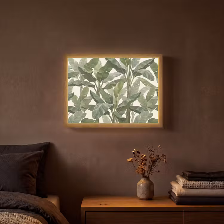 Planten - Bladeren - Tropisch - Groen Light Box met batterij (Wandlamp) middel -sfeer4