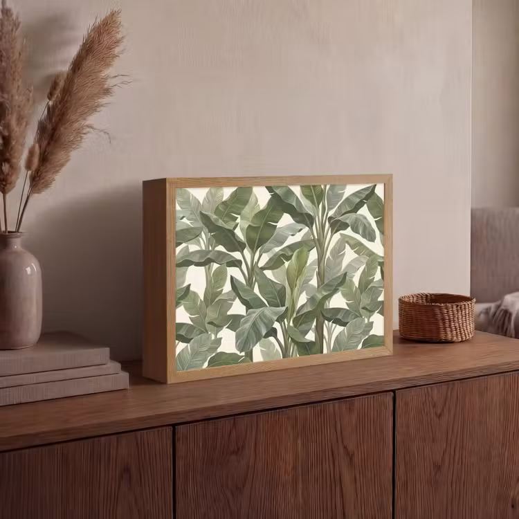 Planten - Bladeren - Tropisch - Groen Light Box met batterij (Wandlamp) middel -sfeer2