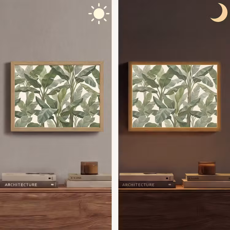 Planten - Bladeren - Tropisch - Groen Light Box met batterij (Wandlamp) middel -sfeer3