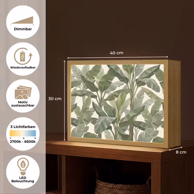 Planten - Bladeren - Tropisch - Groen Light Box met batterij (Wandlamp) middel -USP_websiteoverzichtDE