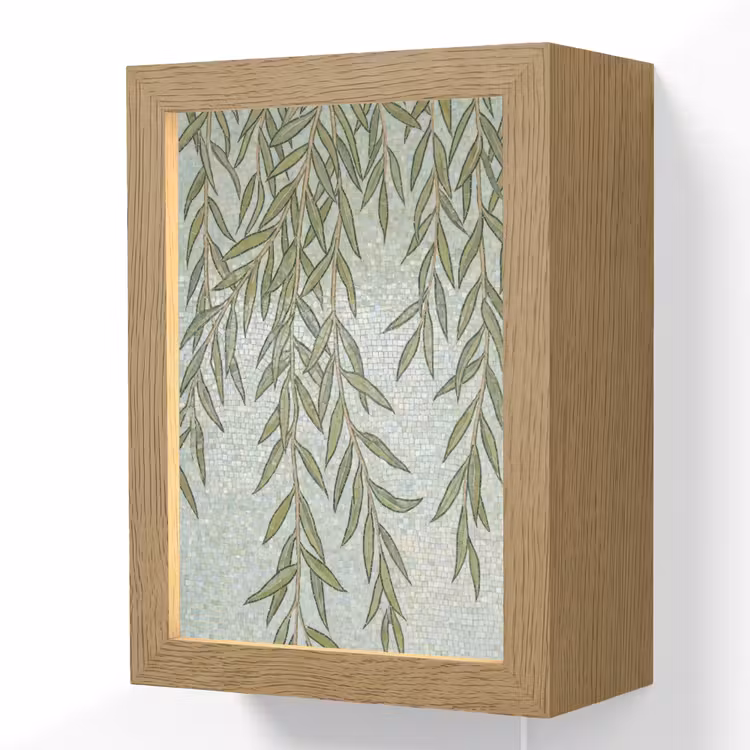 Planten - Mozaïek - Patroon - Groen - Blauw Light Box met kabel (Wandlamp) klein -3d