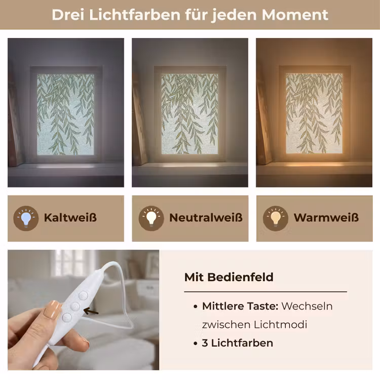 Planten - Mozaïek - Patroon - Groen - Blauw Light Box met kabel (Wandlamp) klein -USP_lichtkleurDE