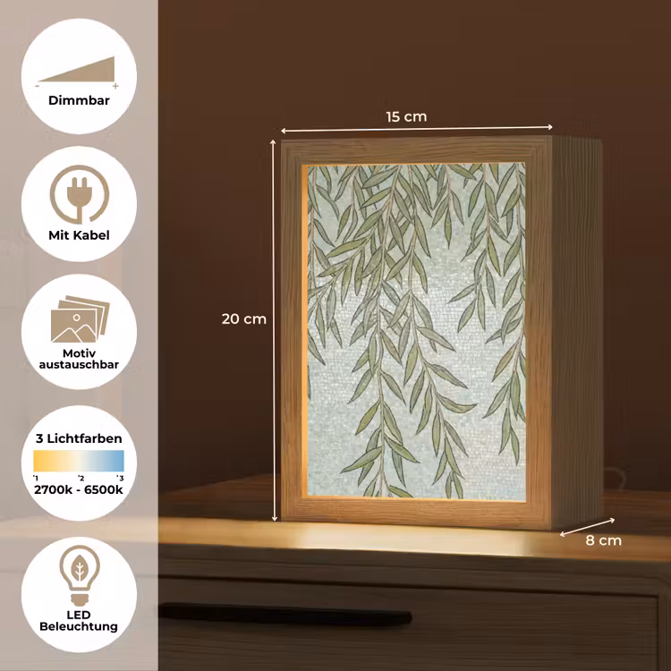 Planten - Mozaïek - Patroon - Groen - Blauw Light Box met kabel (Wandlamp) klein -USP_websiteoverzichtDE