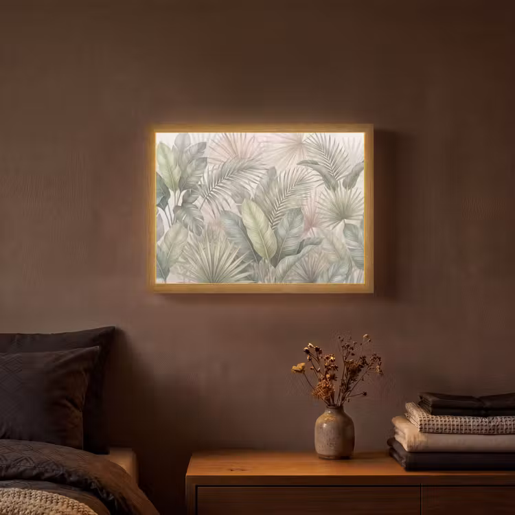 Planten - Tropisch - Bladeren - Groen - Natuur Light Box met batterij (Wandlamp) middel -sfeer4