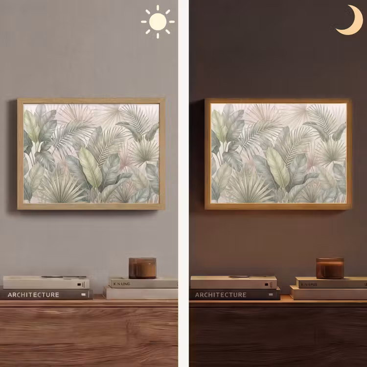 Planten - Tropisch - Bladeren - Groen - Natuur Light Box met batterij (Wandlamp) middel -sfeer3