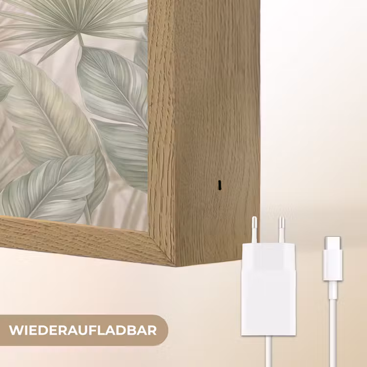 Planten - Tropisch - Bladeren - Groen - Natuur Light Box met batterij (Wandlamp) middel -USP_websiteoplaadbaarDE