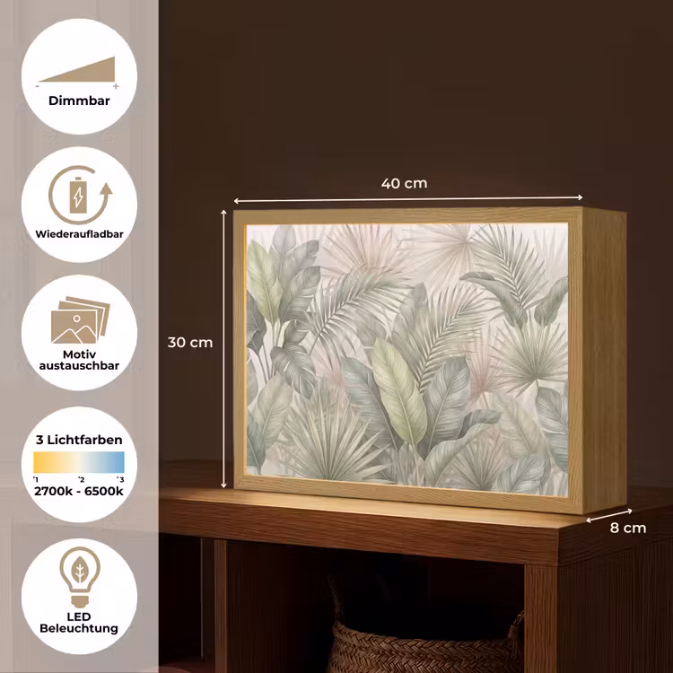 Planten - Tropisch - Bladeren - Groen - Natuur Light Box met batterij (Wandlamp) middel -USP_websiteoverzichtDE