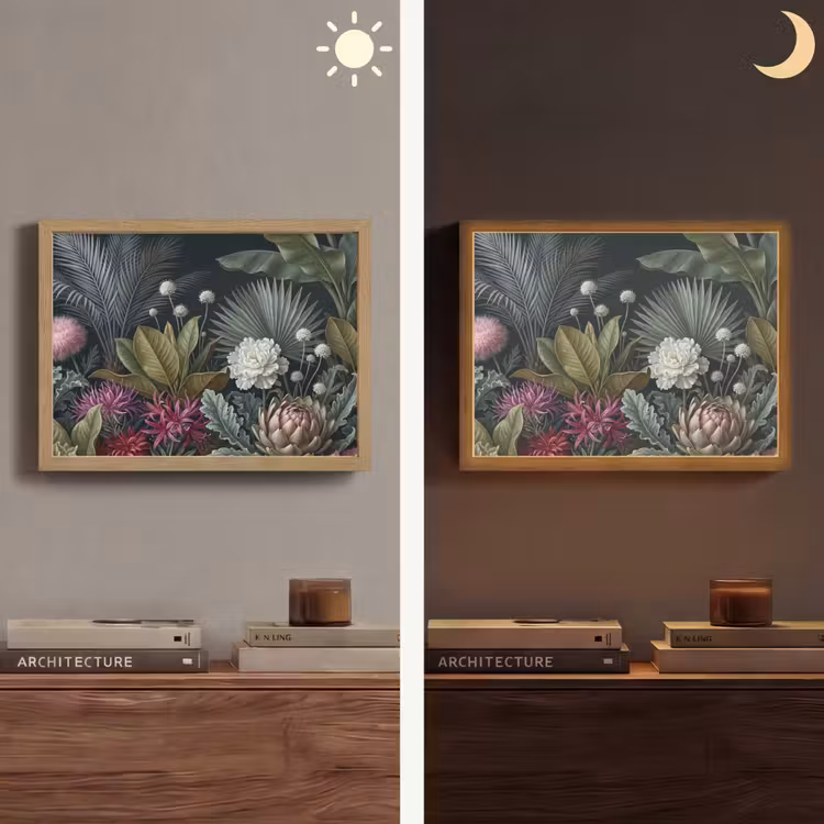 Planten - Tropisch - Botanisch - Donker - Groen Light Box met batterij (Wandlamp) middel -sfeer3