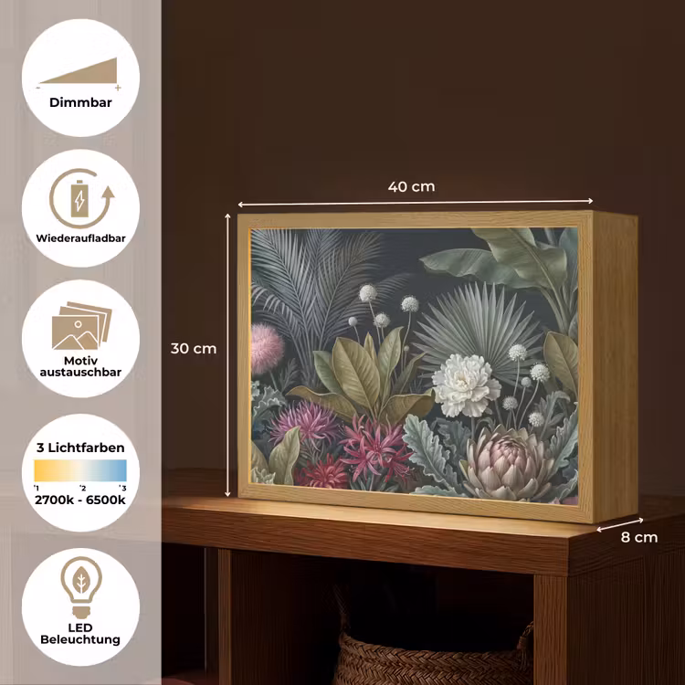 Planten - Tropisch - Botanisch - Donker - Groen Light Box met batterij (Wandlamp) middel -USP_websiteoverzichtDE