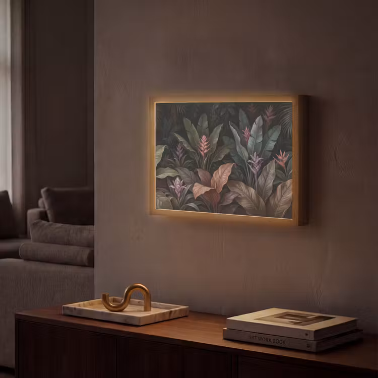 Planten - Tropisch - Jungle - Donker - Natuur Light Box met batterij (Wandlamp) middel -sfeer1