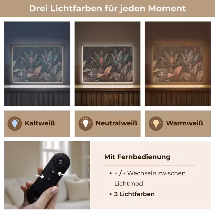Planten - Tropisch - Jungle - Donker - Natuur Light Box met batterij (Wandlamp) middel -USP_lichtkleurDE