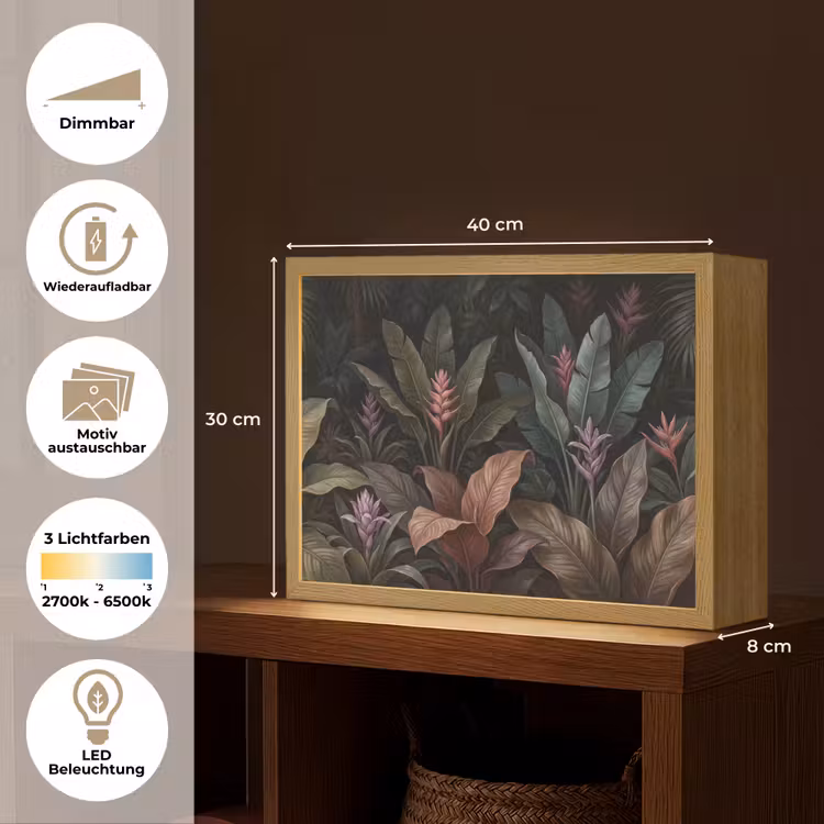Planten - Tropisch - Jungle - Donker - Natuur Light Box met batterij (Wandlamp) middel -USP_websiteoverzichtDE