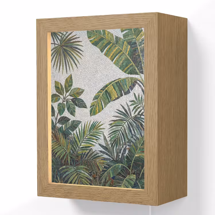 Planten - Tropisch - Mozaïek - Groen - Natuur Light Box met kabel (Wandlamp) klein -3d