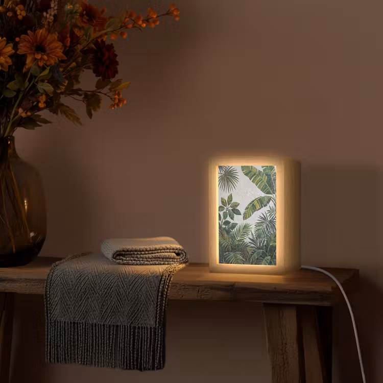 Planten - Tropisch - Mozaïek - Groen - Natuur Light Box met kabel (Wandlamp) klein -sfeer4