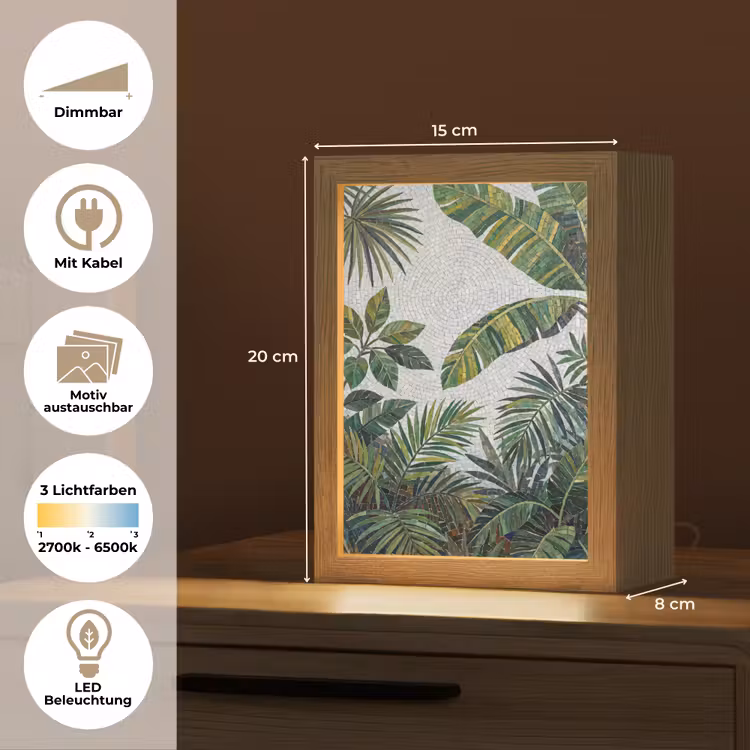 Planten - Tropisch - Mozaïek - Groen - Natuur Light Box met kabel (Wandlamp) klein -USP_websiteoverzichtDE