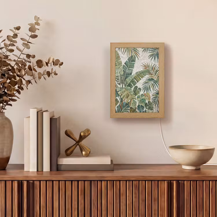Planten - Tropisch - Mozaïek - Natuur - Groen Light Box met kabel (Wandlamp) klein -sfeer2