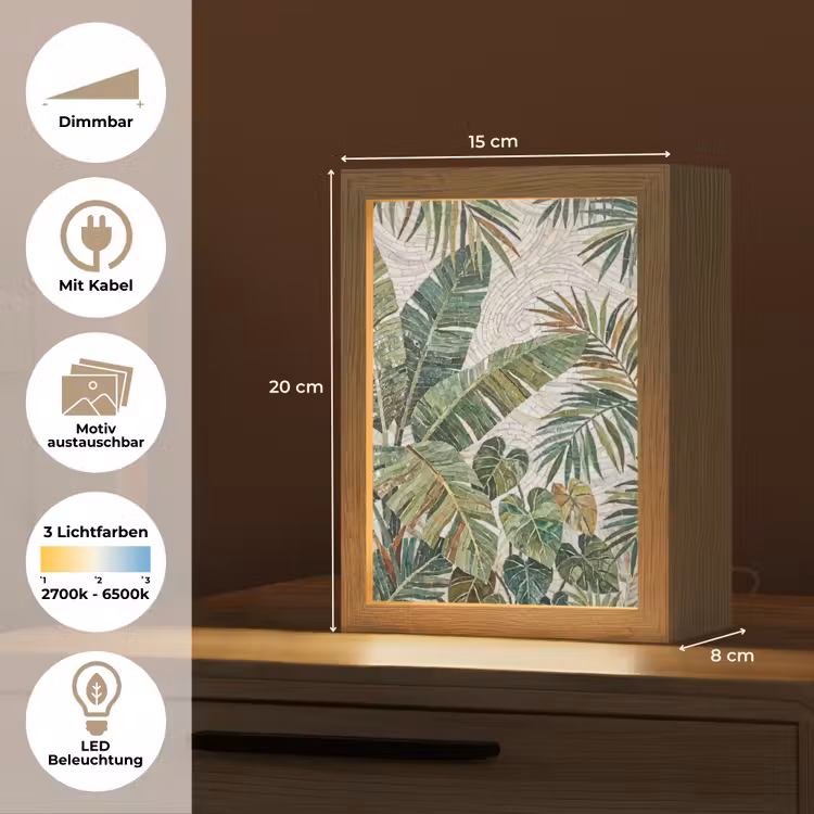 Planten - Tropisch - Mozaïek - Natuur - Groen Light Box met kabel (Wandlamp) klein -USP_websiteoverzichtDE