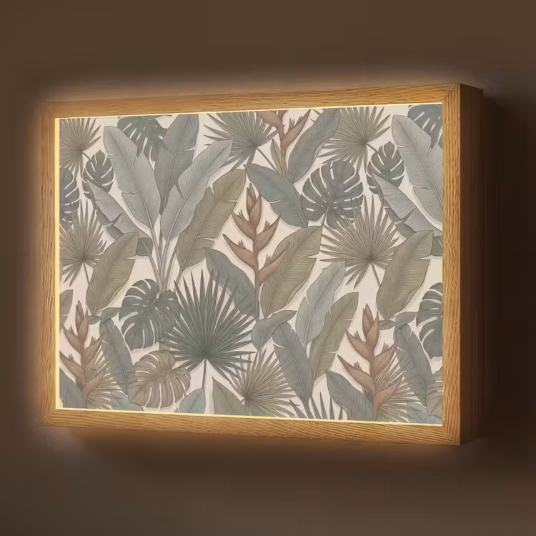 Planten - Tropisch - Natuur - Illustratie - Groen Light Box met batterij (Wandlamp) middel -z3d_website
