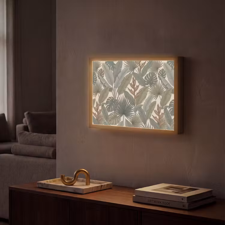 Planten - Tropisch - Natuur - Illustratie - Groen Light Box met batterij (Wandlamp) middel -sfeer1
