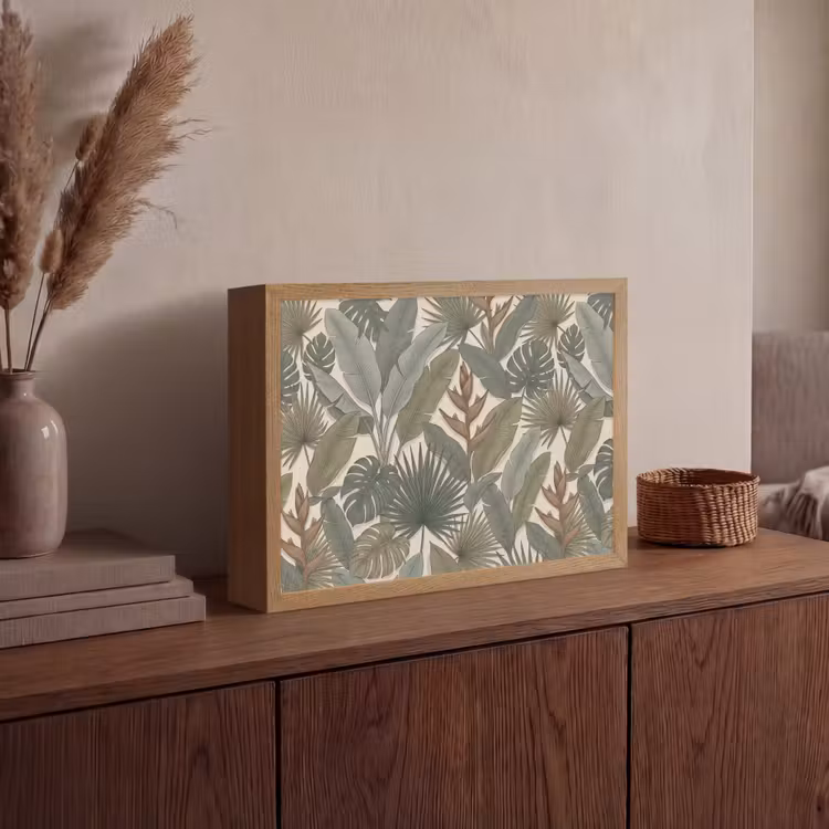 Planten - Tropisch - Natuur - Illustratie - Groen Light Box met batterij (Wandlamp) middel -sfeer2