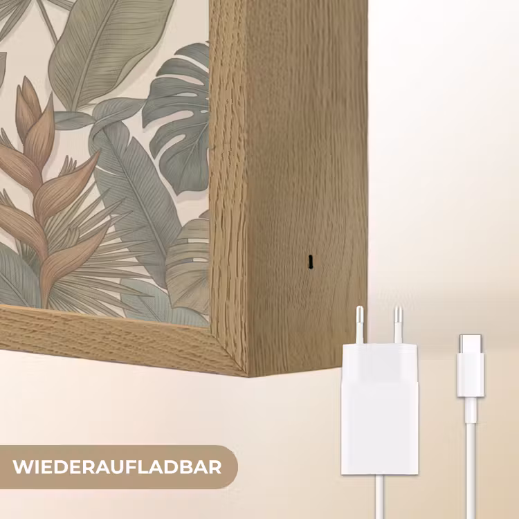 Planten - Tropisch - Natuur - Illustratie - Groen Light Box met batterij (Wandlamp) middel -USP_websiteoplaadbaarDE