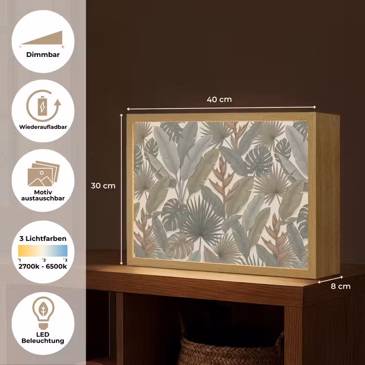 Planten - Tropisch - Natuur - Illustratie - Groen Light Box met batterij (Wandlamp) middel -USP_websiteoverzichtDE
