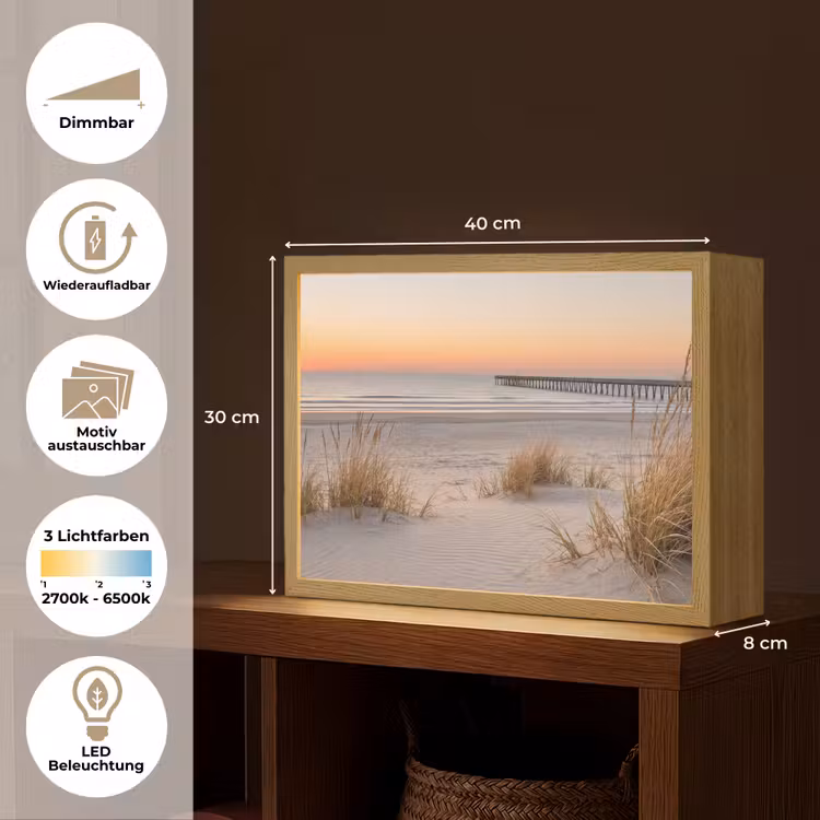 Pier - Zonsondergang - Strand Light Box met batterij (Wandlamp) middel -USP_websiteoverzichtDE