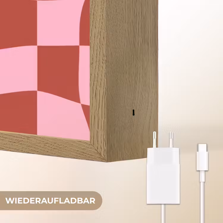 Pinky up - Geblokt - Bordeauxrood Light Box met batterij (Wandlamp) middel -USP_websiteoplaadbaarDE