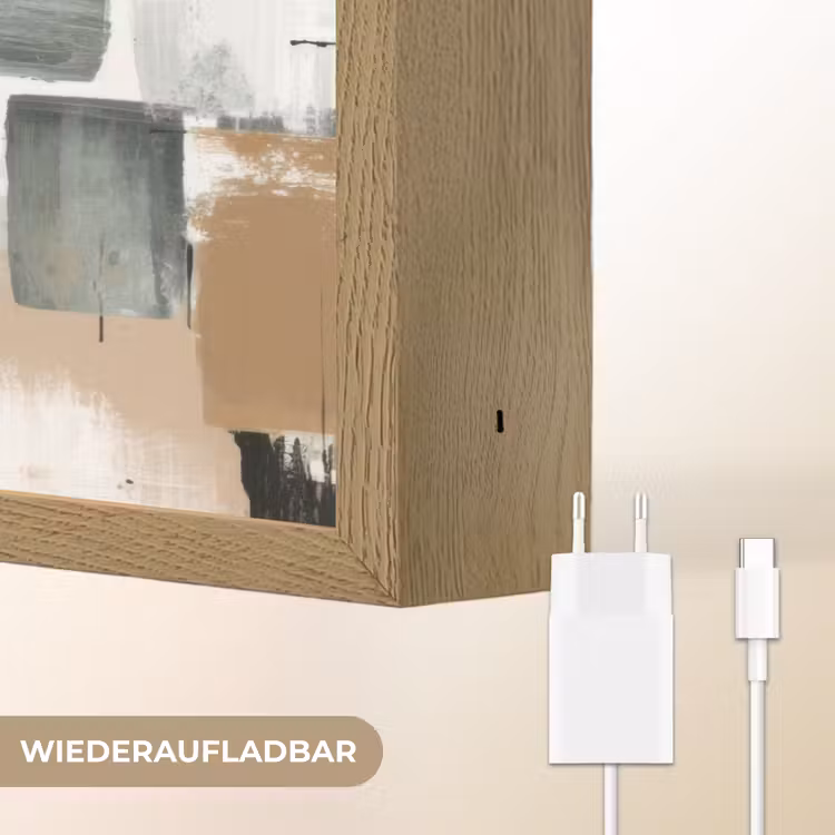 Penseelstreken - Abstract - Aardetinten Light Box met batterij (Wandlamp) middel -USP_websiteoplaadbaarDE