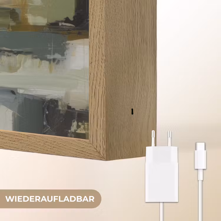 Penseelstreken - Groen - Abstract - Japandi Light Box met batterij (Wandlamp) middel -USP_websiteoplaadbaarDE