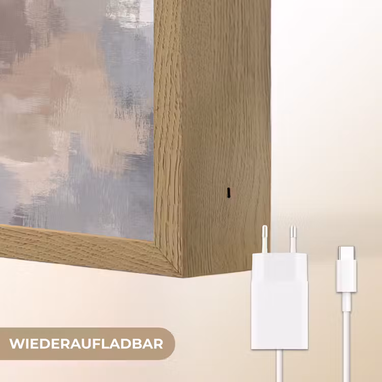 Penseelstreken - Schilderij - Beige Light Box met batterij (Wandlamp) middel -USP_websiteoplaadbaarDE