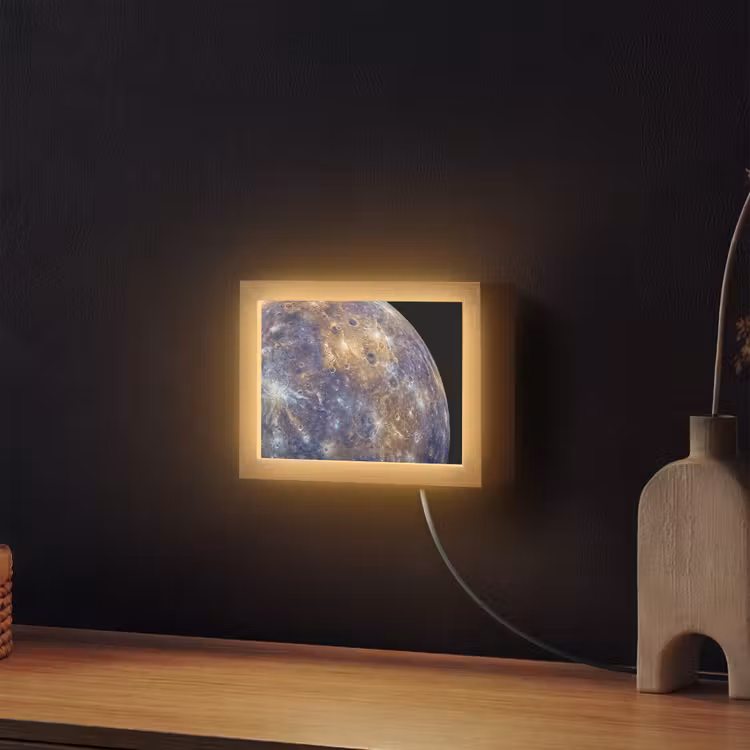Lightbox - Wandleuchte - Planet – Krater – Weltraum - Planeet - Kraters - Ruimte Light Box met kabel (Wandlamp) klein