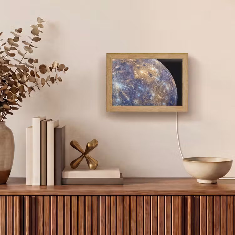 Lightbox - Wandleuchte - Planet – Krater – Weltraum - Planeet - Kraters - Ruimte Light Box met kabel (Wandlamp) klein