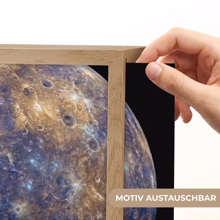 Lightbox - Wandleuchte - Planet – Krater – Weltraum - Planeet - Kraters - Ruimte Light Box met kabel (Wandlamp) klein