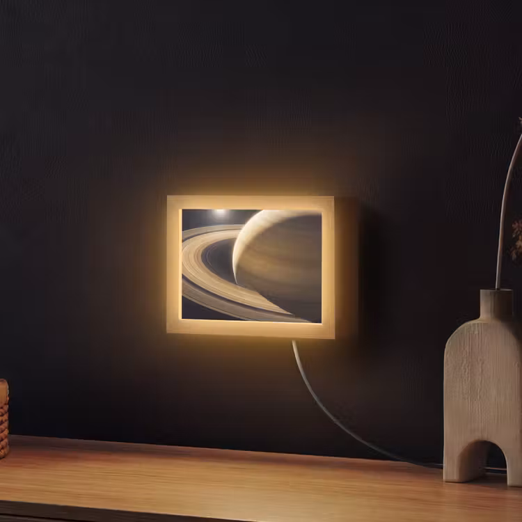 Lightbox - Wandleuchte - Planet – Ringe – Weltraum - Planeet - Ringen - Ruimte Light Box met kabel (Wandlamp) klein