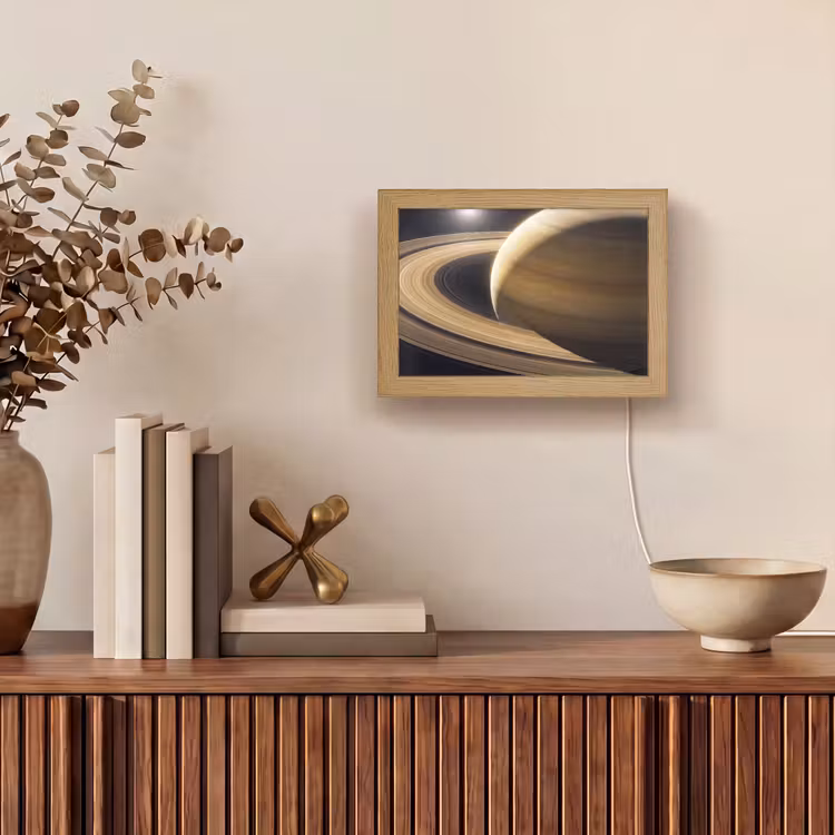 Lightbox - Wandleuchte - Planet – Ringe – Weltraum - Planeet - Ringen - Ruimte Light Box met kabel (Wandlamp) klein