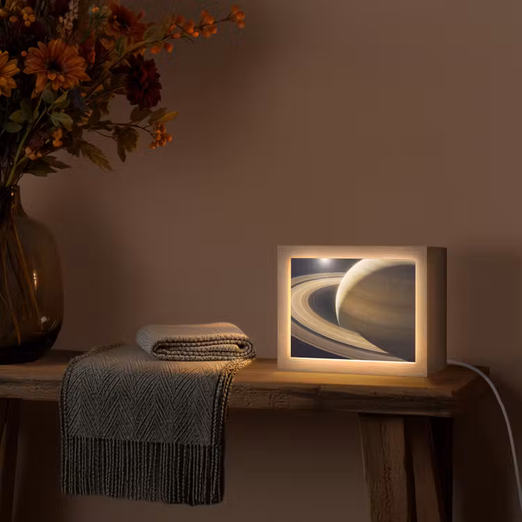 Lightbox - Wandleuchte - Planet – Ringe – Weltraum - Planeet - Ringen - Ruimte Light Box met kabel (Wandlamp) klein