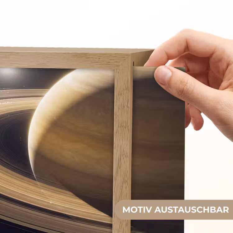 Lightbox - Wandleuchte - Planet – Ringe – Weltraum - Planeet - Ringen - Ruimte Light Box met kabel (Wandlamp) klein